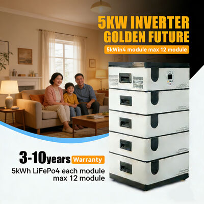 Batterie d'onduleur solaire LiFePO4 empilable de 10 kWh 48 V/51,2 V pour alimentation de secours industrielle hors réseau