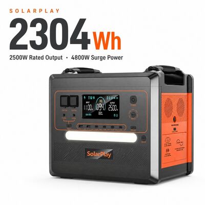 Générateur à batterie LiFePO4 2304Wh 2500W, système de stockage d'énergie solaire avec UPS 97% MPPT pour camping-car, voyage, urgence, panne de courant